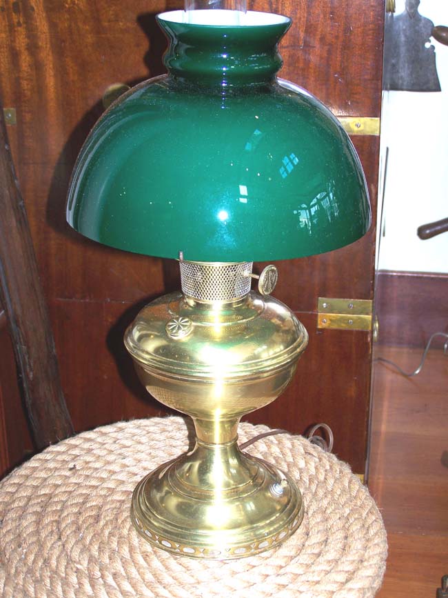 A late 19th century American Brass Oil Lamp made by "The Mantle Lamp Company of Chicago"